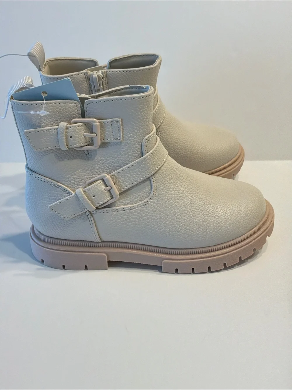 Cat & Jack Toddler Girl Evie Buckle Moto Cream Boots